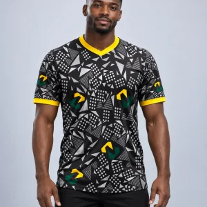 Zua Nation Signature Print V-Neck Tee — Black