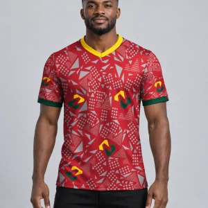Zua Nation Signature Print V-Neck Tee — Red